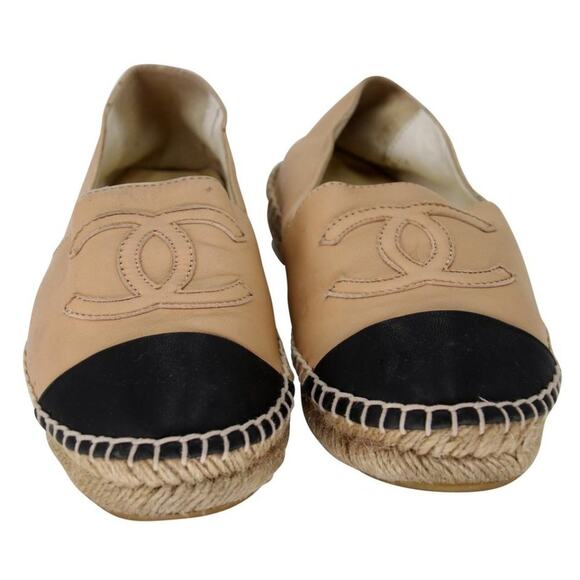 Chanel Espadrille 36 Leather Cap Toe Cc Flats CC-0402N-0098 - Picture 3 of 10